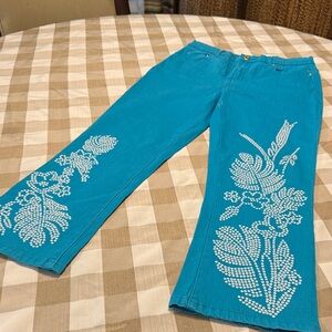 Diane Gilman Blue Jeans with White Embellishments. Size 4 T